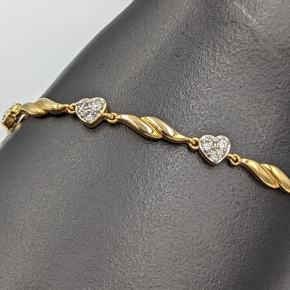 Ross Simons Gold Plate Sterling silver CZ HEART Stetsons Tennis Bracelet 7.5" - Picture 5 of 10